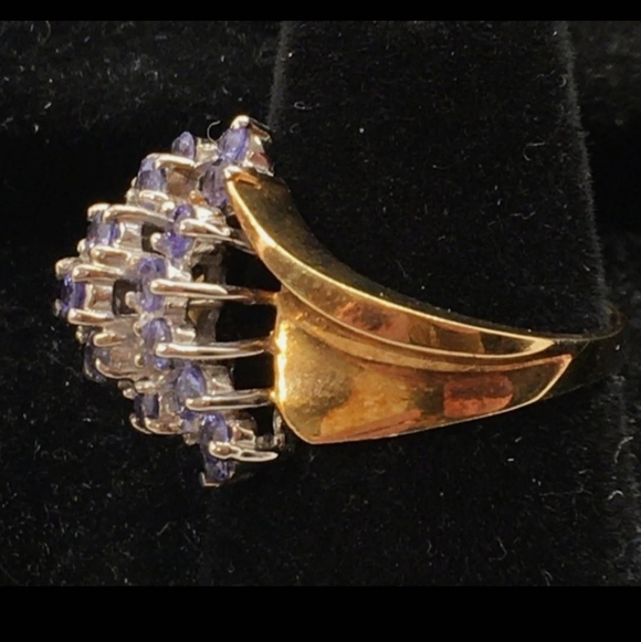 Real Vintage Tanzinite Cluster Ring 10k 1ctWeight Tanzinite Size 5 - Picture 15 of 16